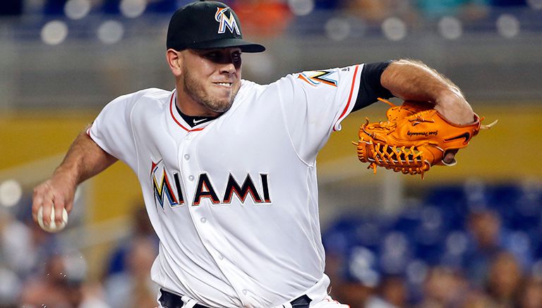 José Fernández en un juego con los Marlins de Miami