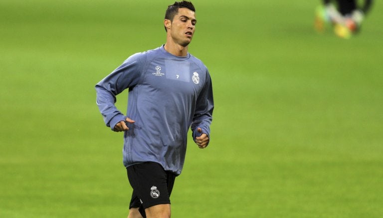 Cristiano Ronaldo, en un entrenamiento del Real Madrid