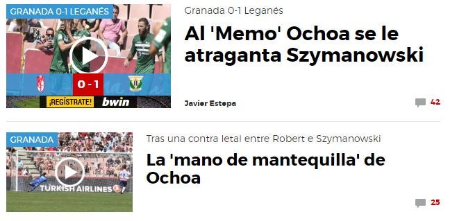 Así criticó el diario Marca a Guillermo Ochoa