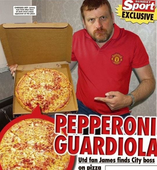 La pizza con la cara del entrenador del Manchester City