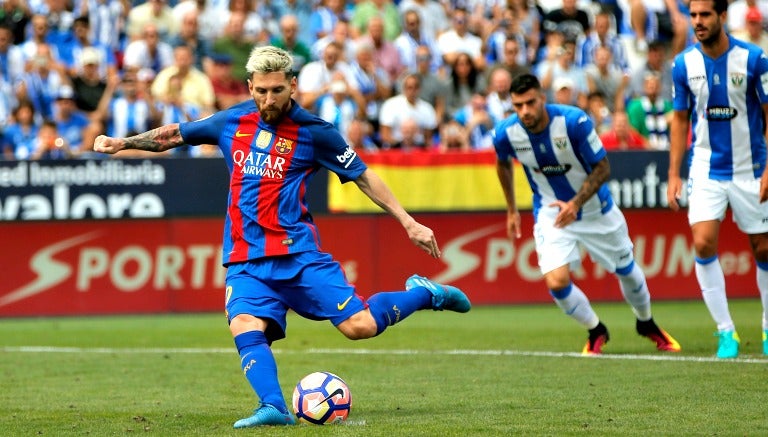 Lionel Messi anota penalti frente al Leganés