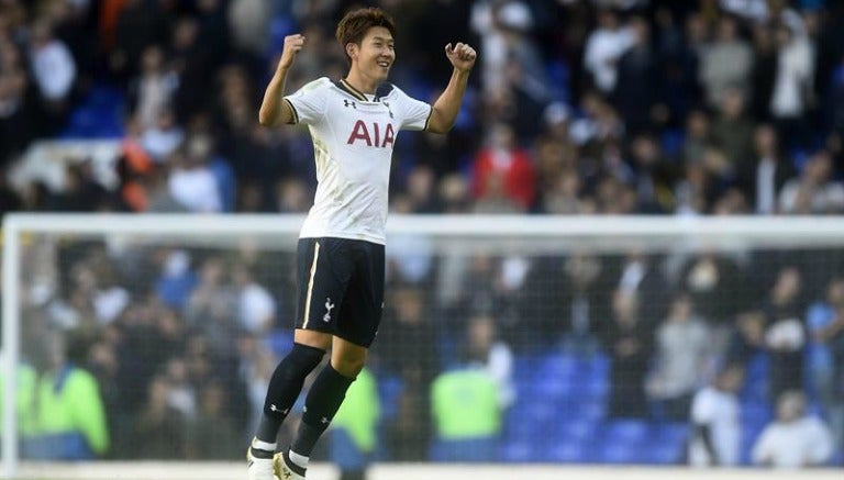 Heung-Min Son celebrado el partido ganado contra el Manchester City