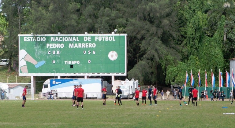 Los jugadores de Estados Unidos en el Pedro Marrero