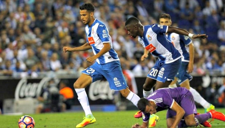 Diego Reyes durante un partido con el Espanyol