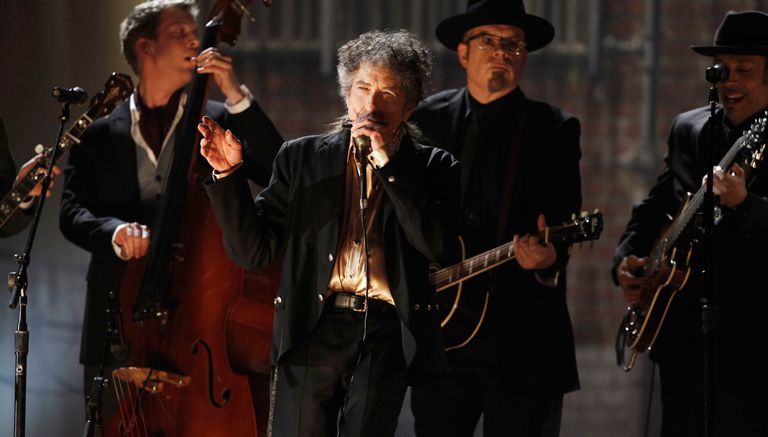 Bob Dylan, durante una entrega de los premios Grammy