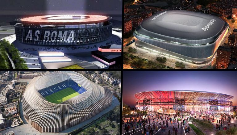 Nuevos estadios de la Roma, Chelsea, Real Madrid y Barcelona