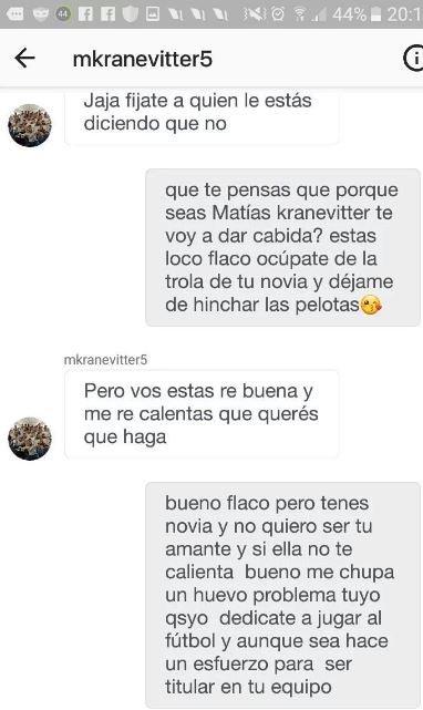 Fragmento de la conversación entre Kranevitter y la modelo