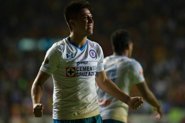 Jonathan Cristaldo sonríe tras marcar el gol del empate para Cruz Azul