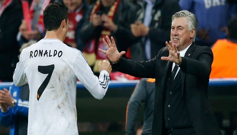 CR7 y Ancelotti festejan un tanto del astro luso