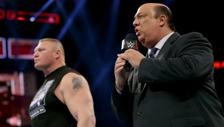 Paul Heyman y Brock Lesnar en el ring de Raw