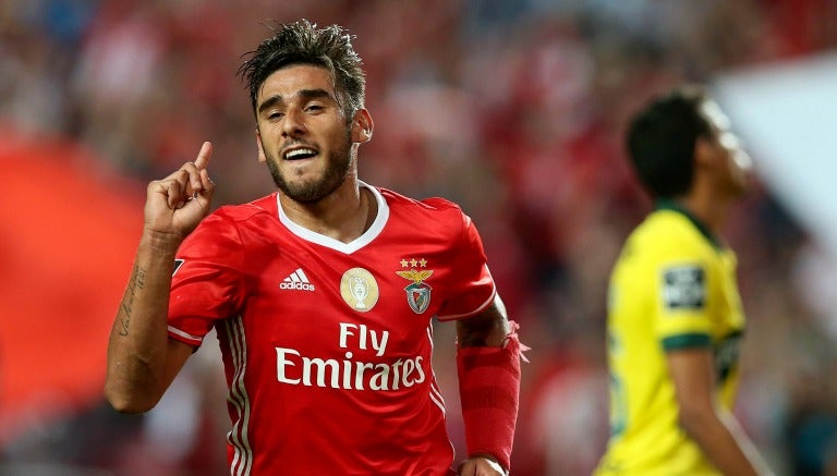 Salvio celebra un gol del Benfica