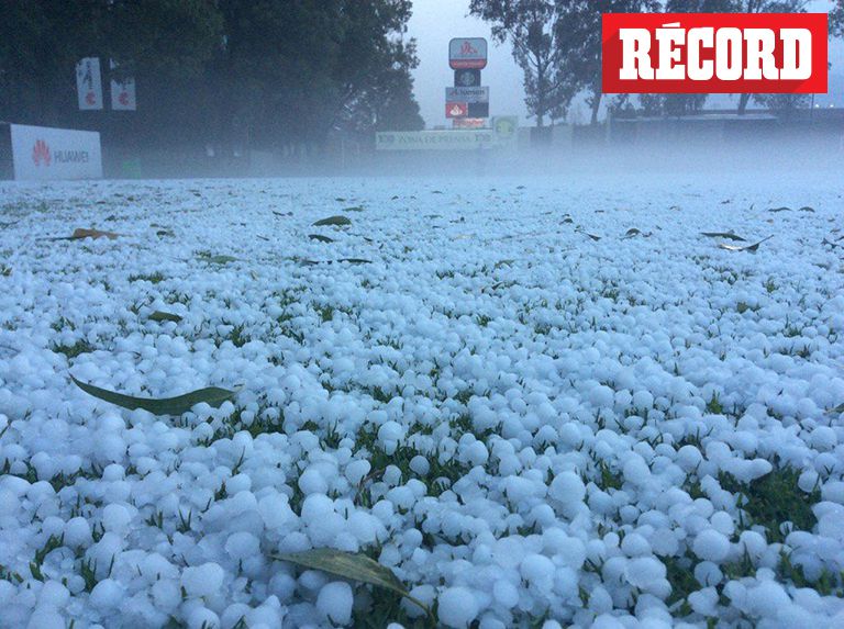 Así lucen los campos de Coapa tras granizada 