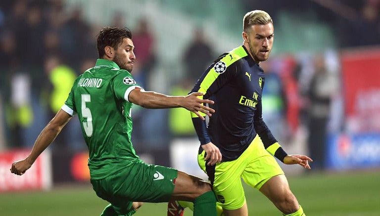 Aaron Ramsey durante un partido con Arsenal