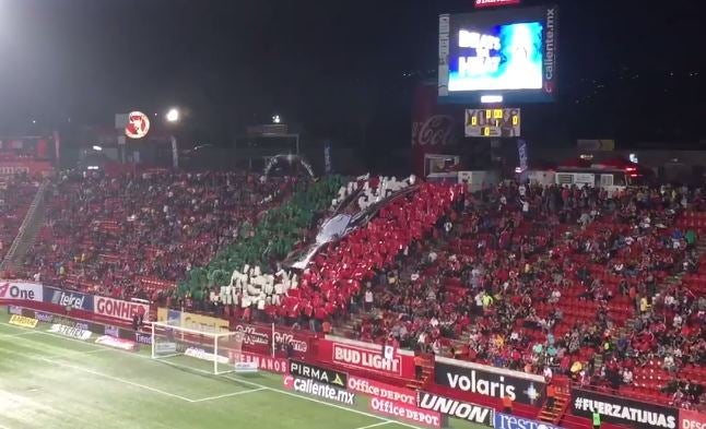 Mosaico de la afición de Tijuana en el Caliente