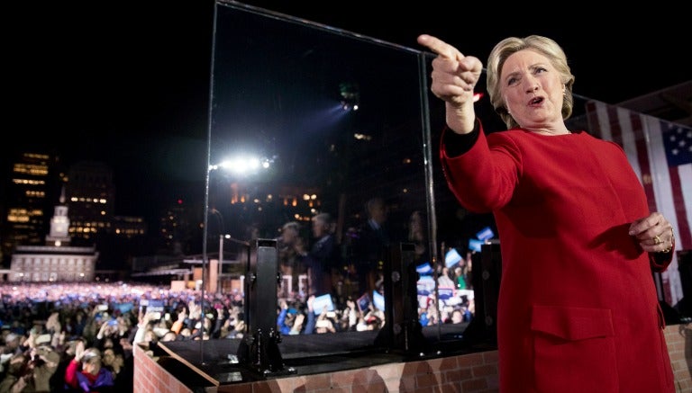 Hillary Clinton en su cierre de campaña