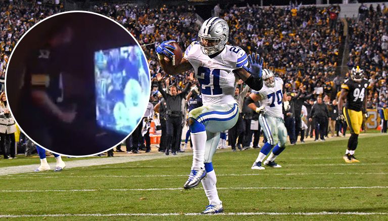 Elliott festeja tras anotarle a Steelers