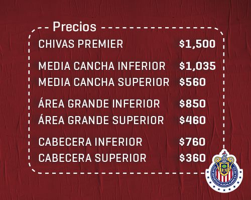 Precios de los boletos para abonados