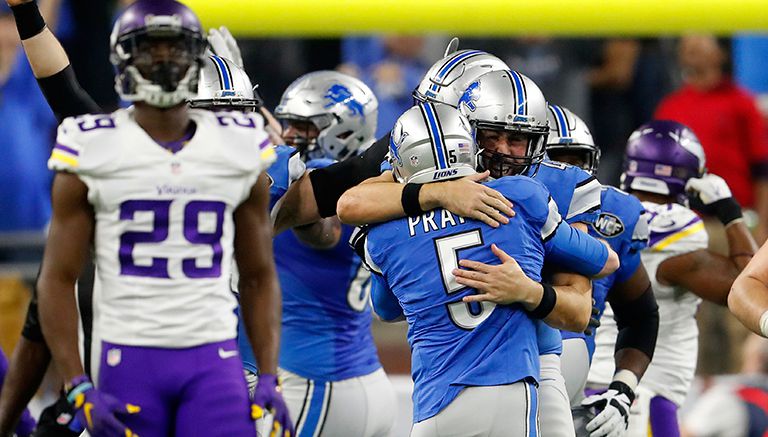 Lions celebra el gol de campo de Prater