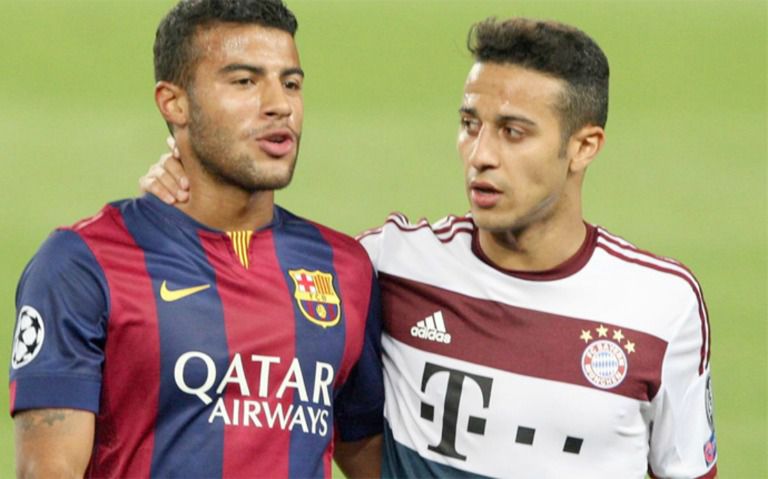 Rafinha y Thiago, jugadores del Barcelona y Bayern, respectivamente