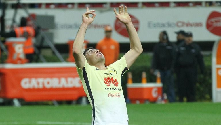 Pablo Aguilar festeja durante el Clásico Nacional