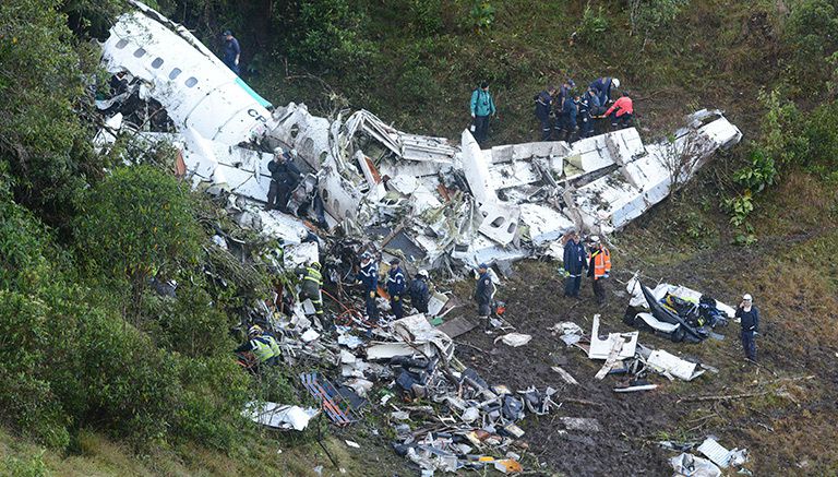 Avión del Chape tras desplomarse