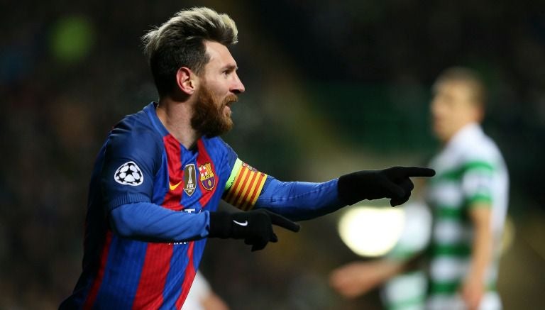 Messi celebra un gol con el Barcelona