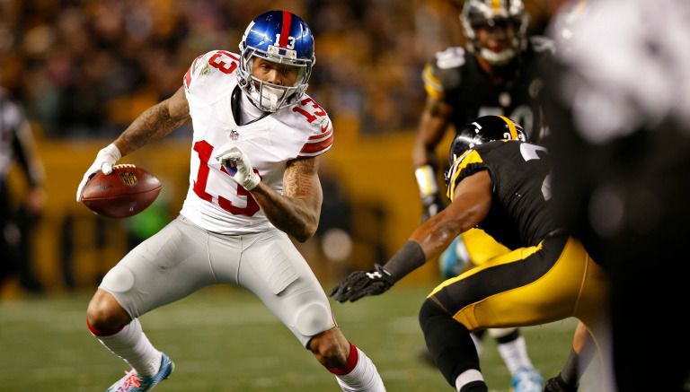 Odell Beckham durante el partido frente a Steelers