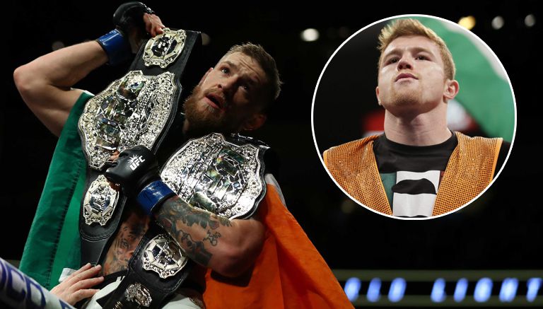 McGregor presume sus dos campeonatos de UFC