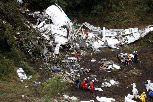 Restos del avión de Lamia que cayó en Antioquia