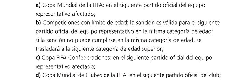 Así se lee el reglamento de la FIFA