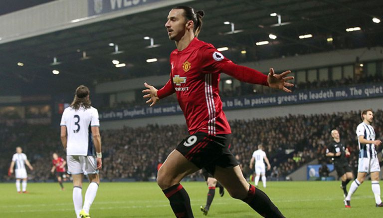 Ibra, celebrando uno de sus goles contra el West Bromwich