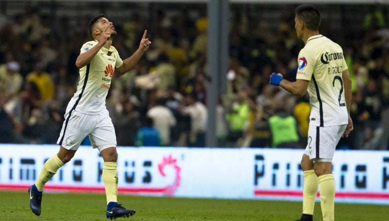 Bruno Valdez celebra su gol en la Final de Ida