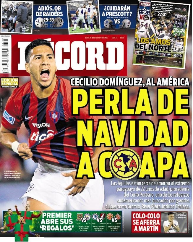 Portada de RÉCORD del lunes 26 de diciembre