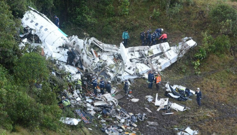 Imagen del avión siniestrado de LaMia que transportaba al Chapecoense