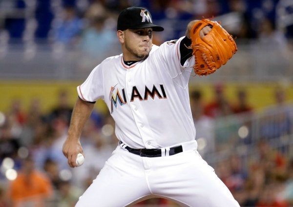 José Fernández durante un partido de los Marlins