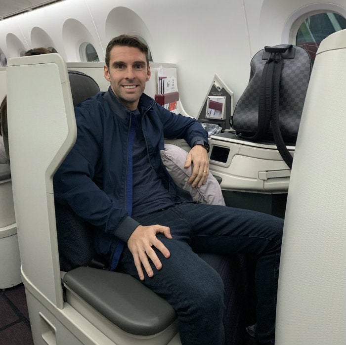 Boselli, en el avión que lo llevó a Brasil