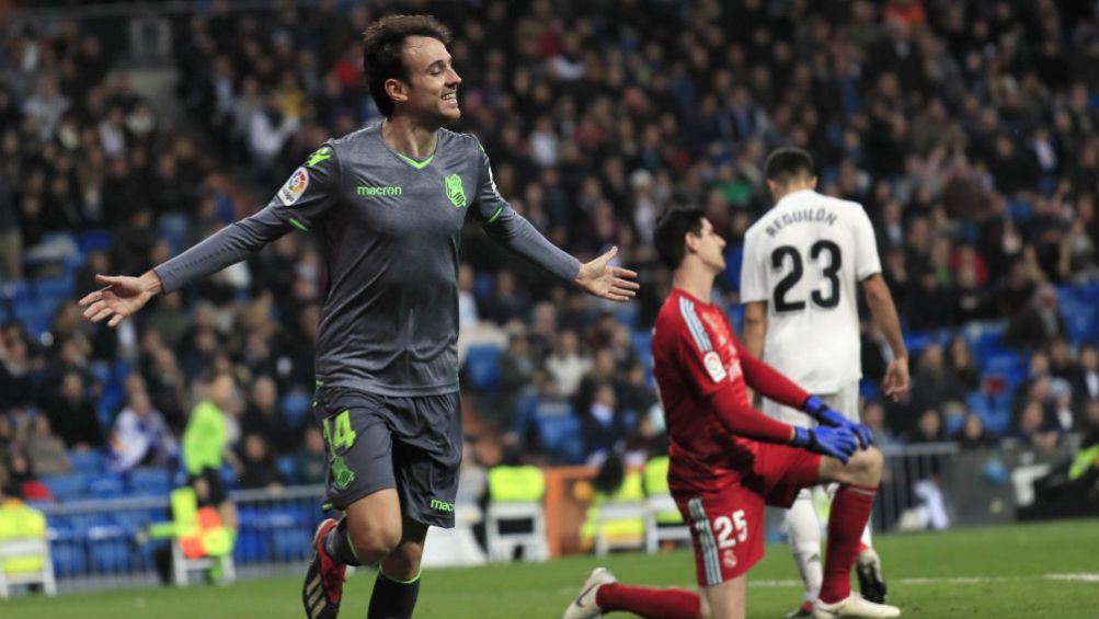 Rubén Pardo festeja su gol frente al Real Madrid