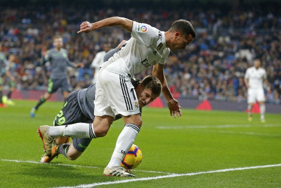 Lucas Vázquez durante el partido vs Real Sociedad