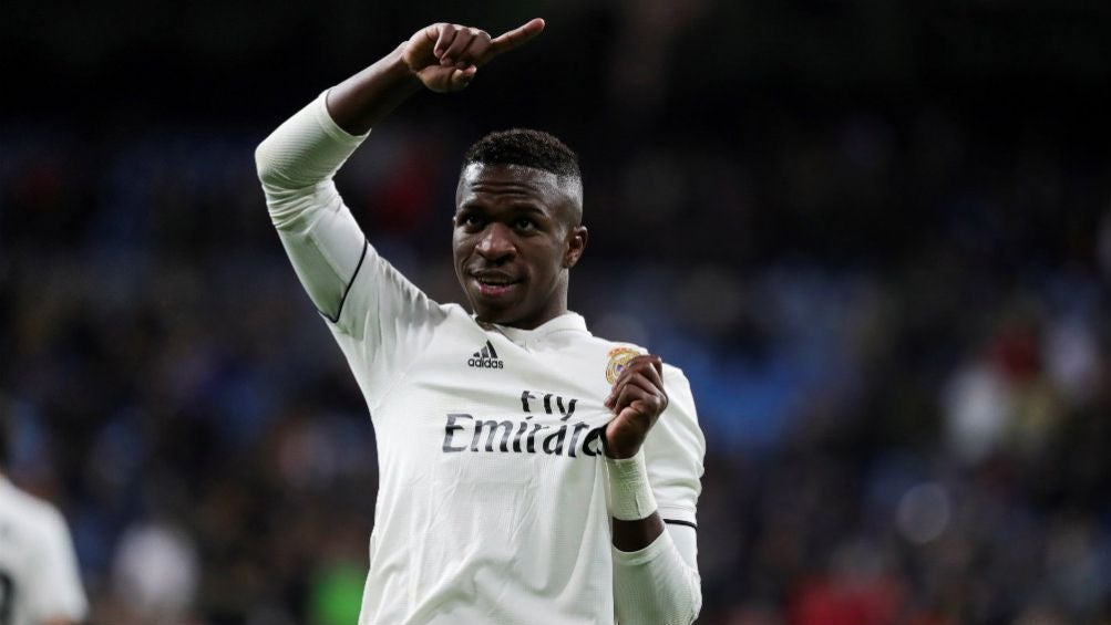 Vinicius Junior celebra una anotación con el Real Madrid