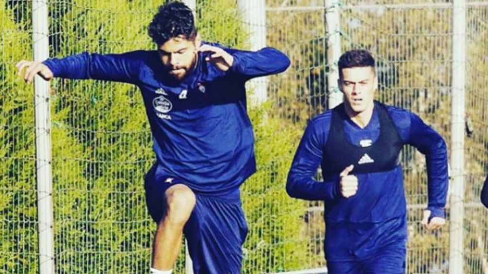 Néstor Araujo durante un entrenamiento con el Celta de Vigo