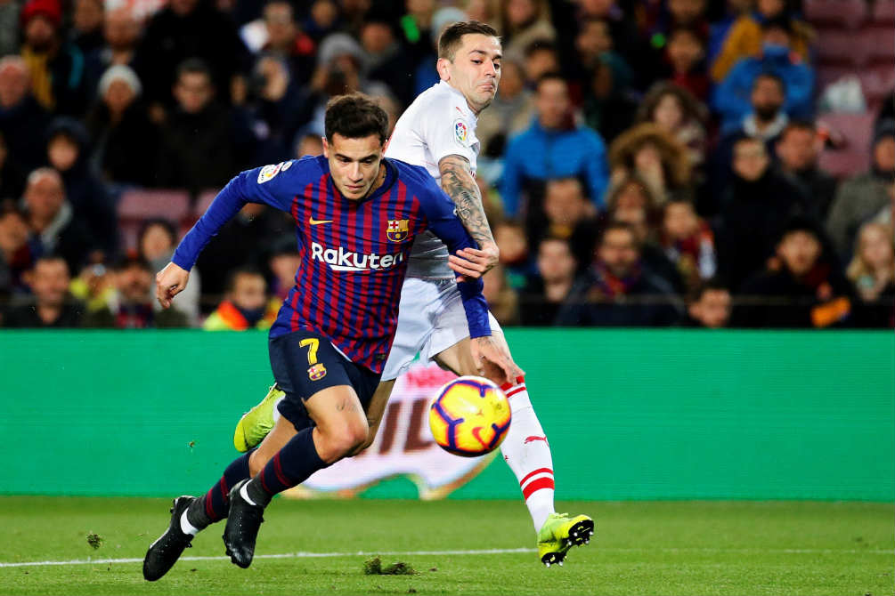 Philippe Coutinho durante un juego con el Barcelona