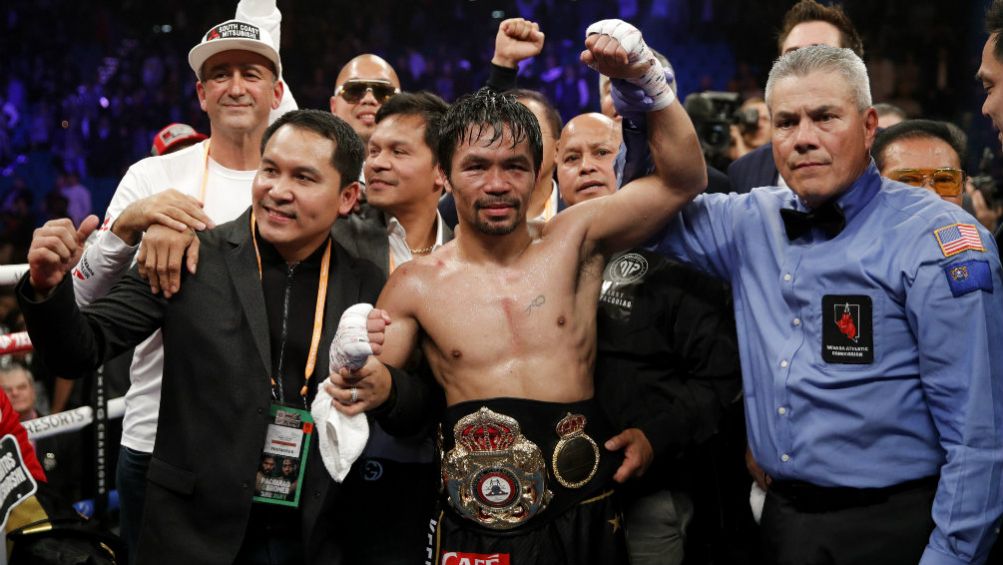 Manny Pacquiao tras vencer a Adrien Broner