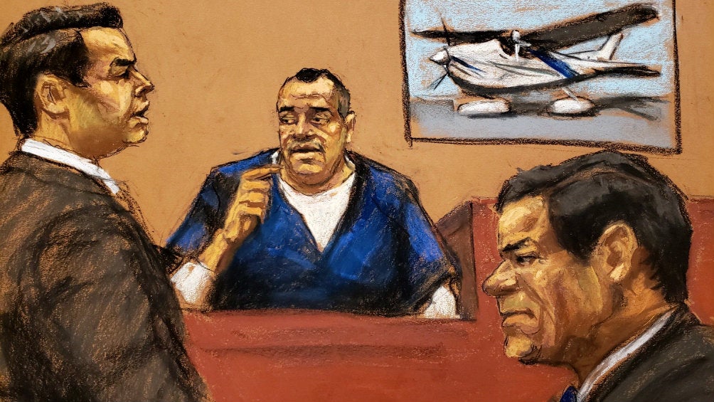 Representación gráfica del juicio del Chapo Guzmán