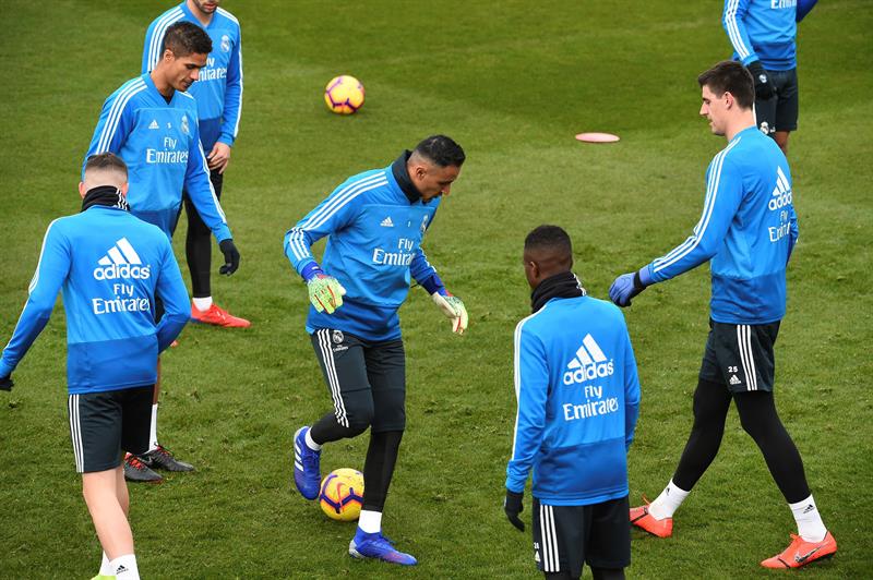 Courtois, durante entrenamiento del Real Madrid