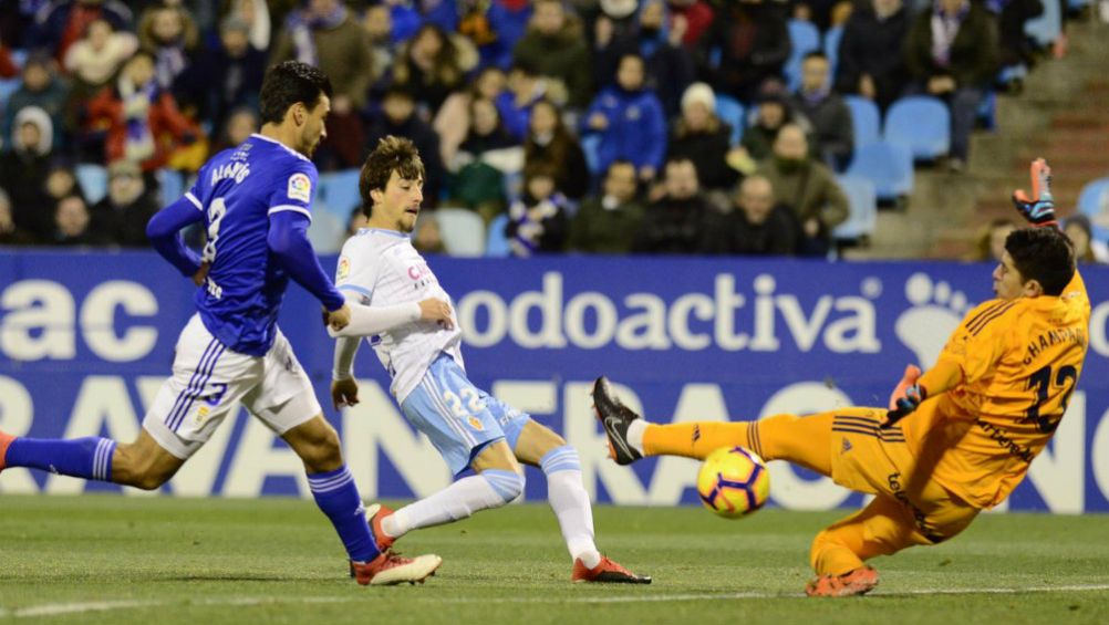 Oswaldo Alanís durante el partido vs Real Zaragoza