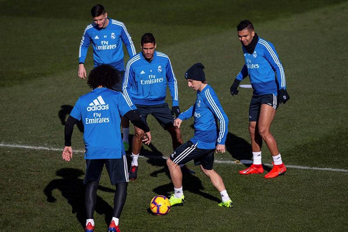 Jugadores del Real Madrid en un entrenamiento