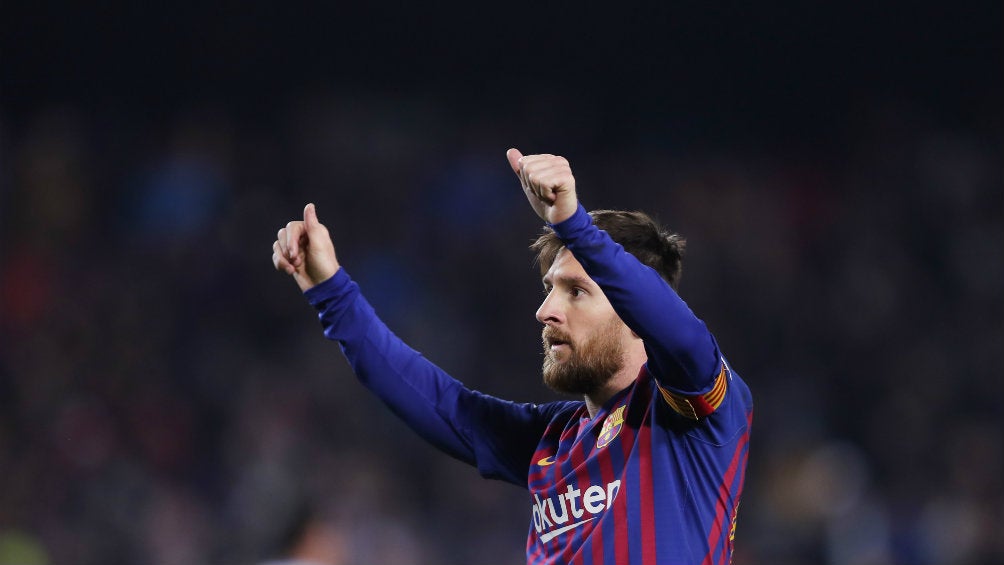 Messi celebra anotación con el Barcelona