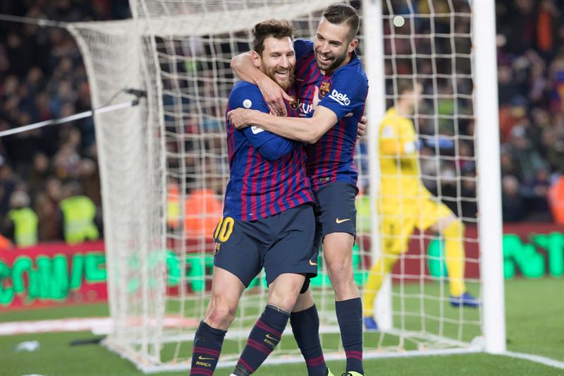 Messi celebra un gol con el Barcelona