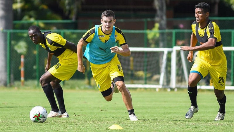 Nicolás, durante un entrenamiento con el plantel colombiano 