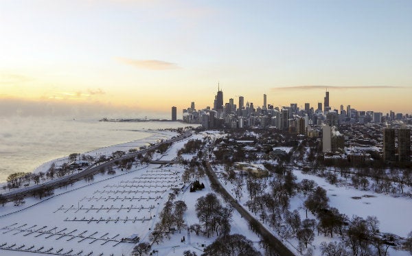 Lago Michigan y parte de la ciudad de Chicago